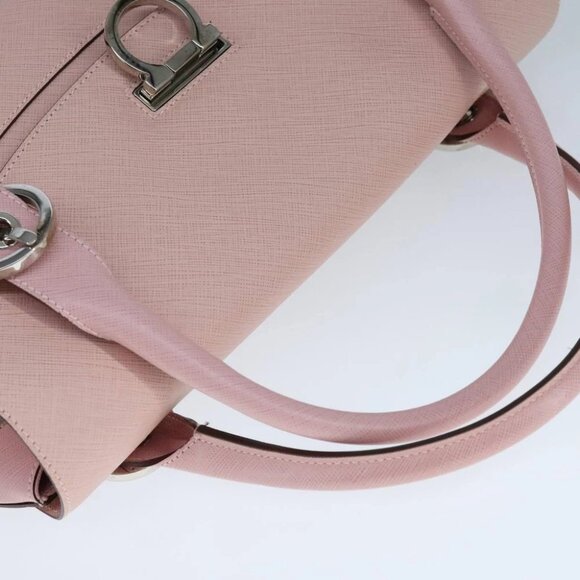 Salvatore Ferragamo Gancini Hand Bag Leather Pink Auth 108902V - Picture 7 of 16